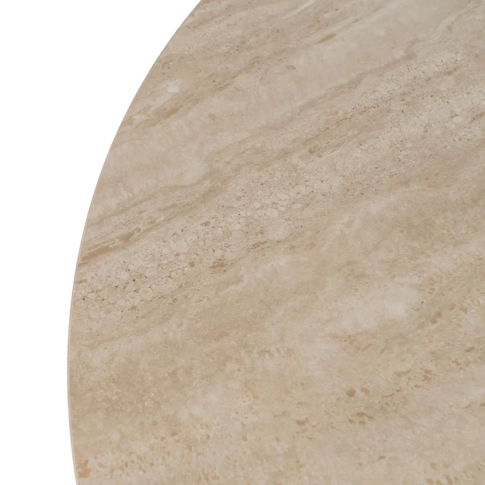 Bruno Dining Table Stone Beige with oval top and fluted legs in modern beige MDF finish, 180 cm