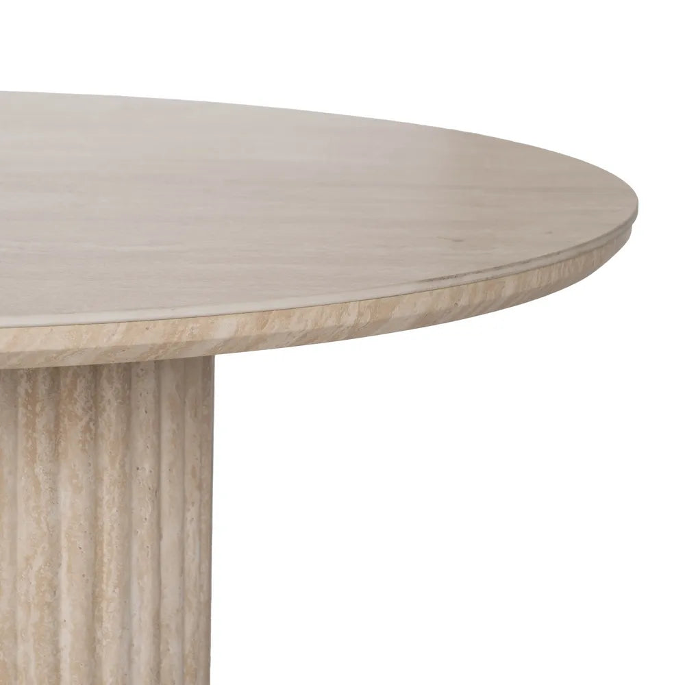 Bruno Dining Table Stone Beige with oval top and fluted legs in modern beige MDF finish, 180 cm