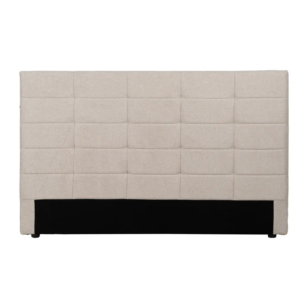Rodrigo beige fabric headboard with stitched square pattern, 160 cm wide