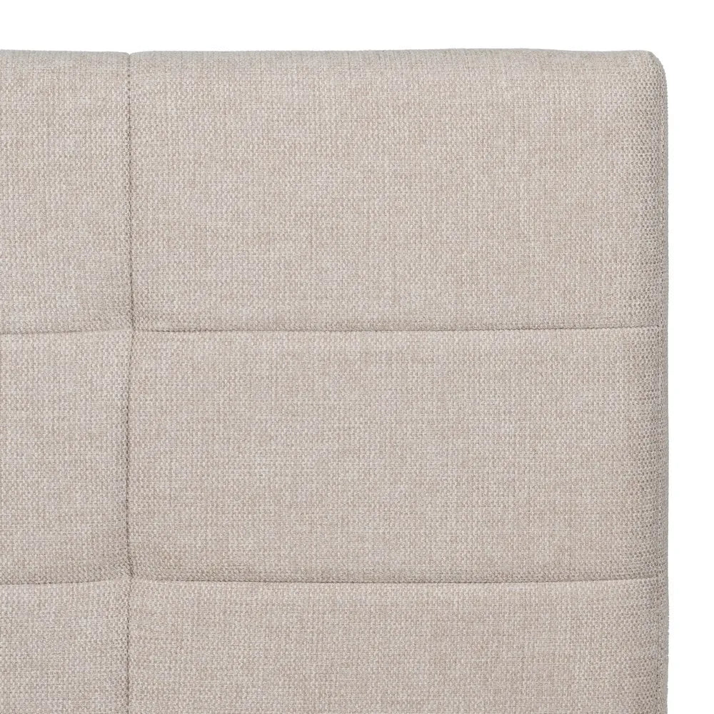 Rodrigo beige fabric headboard with stitched square pattern, 160 cm wide