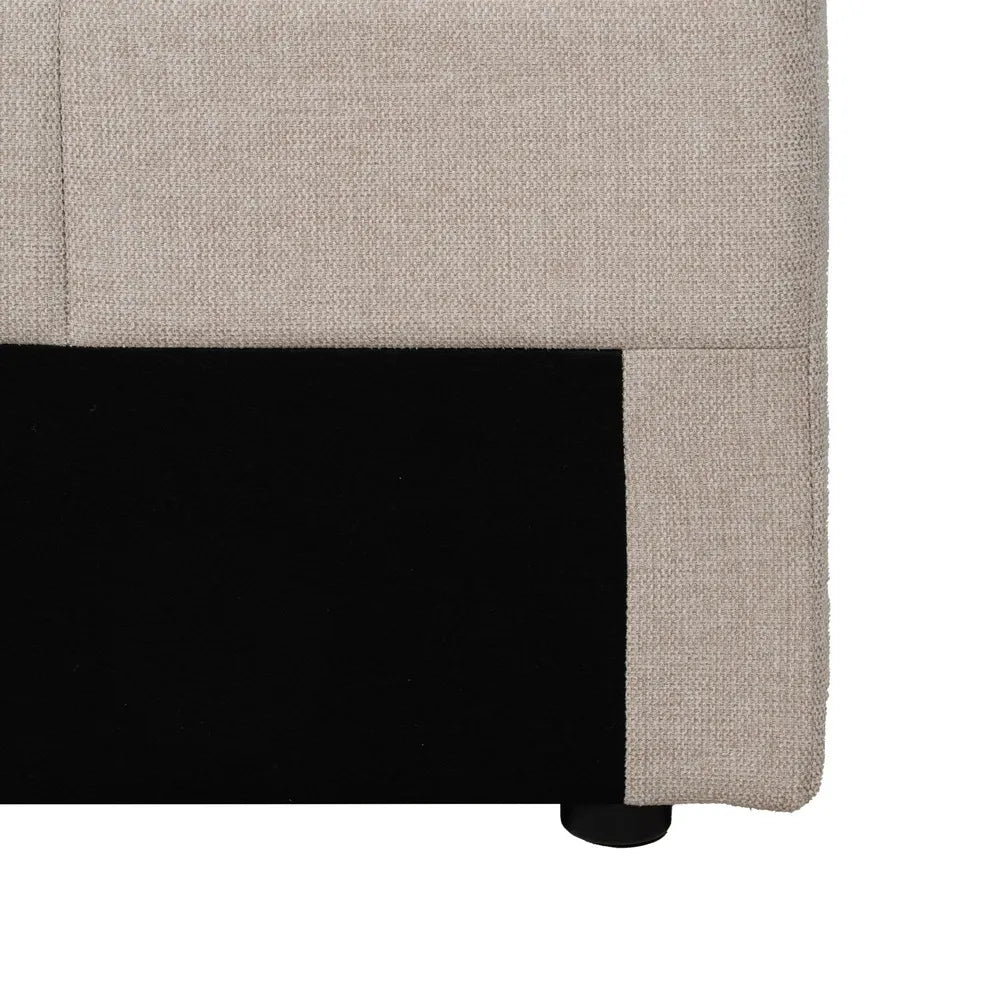 Rodrigo beige fabric headboard with stitched square pattern, 160 cm wide