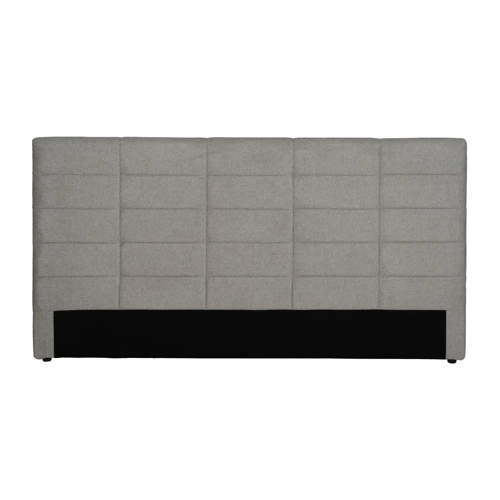 Thiago grey quilted headboard with modern stitched pattern and black base, 190 cm wide for king-size beds