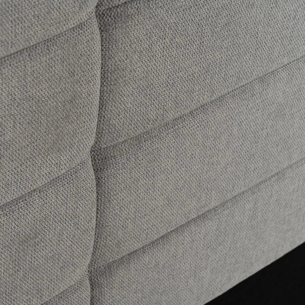 Thiago grey quilted headboard with modern stitched pattern and black base, 190 cm wide for king-size beds