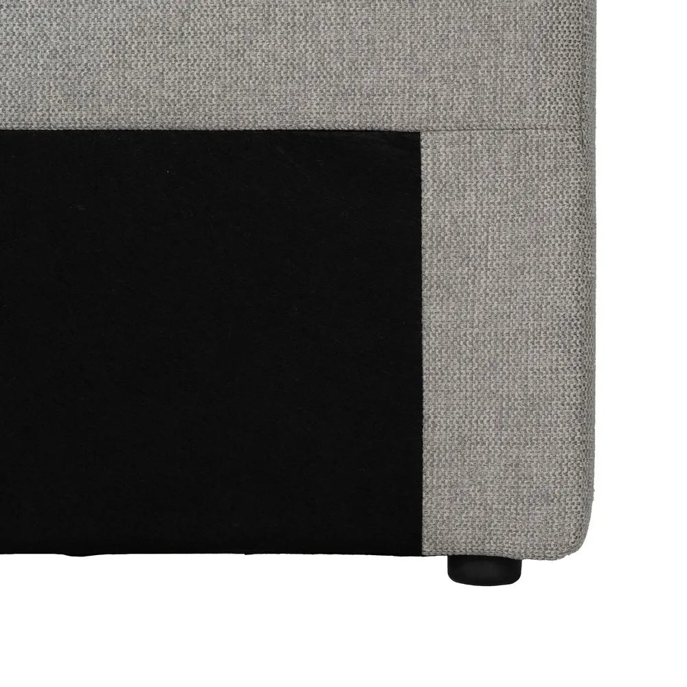 Thiago grey quilted headboard with modern stitched pattern and black base, 190 cm wide for king-size beds