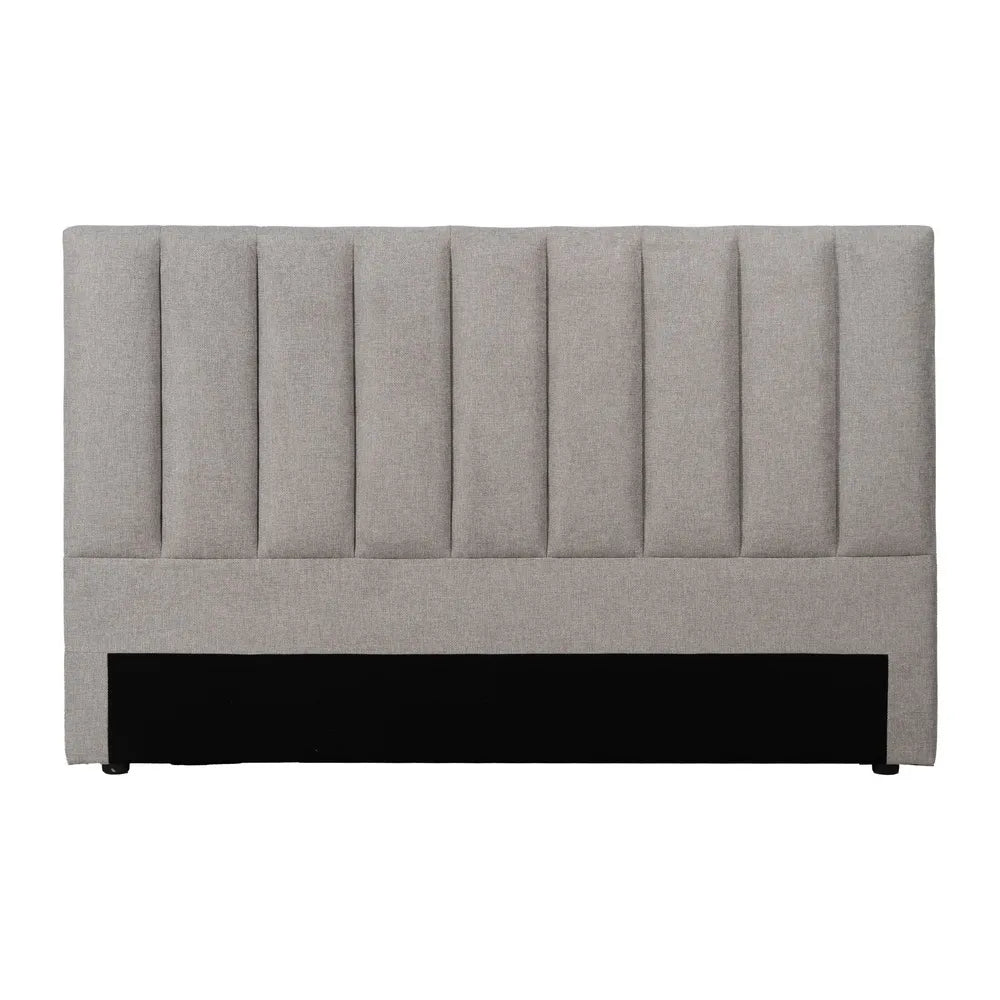 Agustina grey upholstered headboard with vertical channel stitching, 160 cm wide, perfect for double and queen-size beds