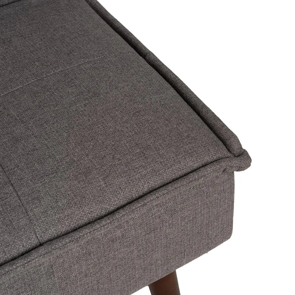Marti Sofa Bed Grey Metal-Wood with tufted seat and wood legs in folded sofa position