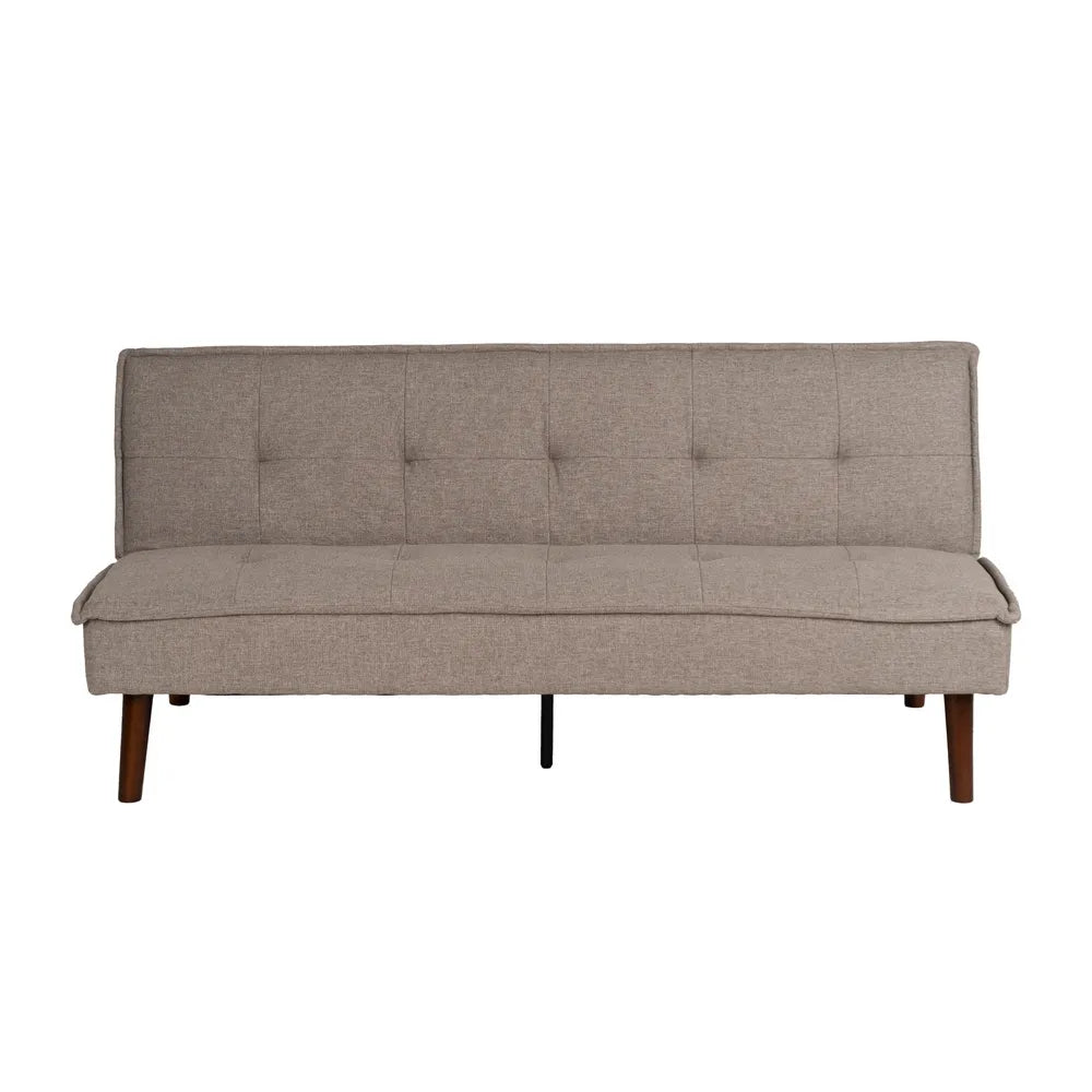 Martín Sofa Bed Beige Metal-Wood with tufted fabric and wooden legs, foldable design