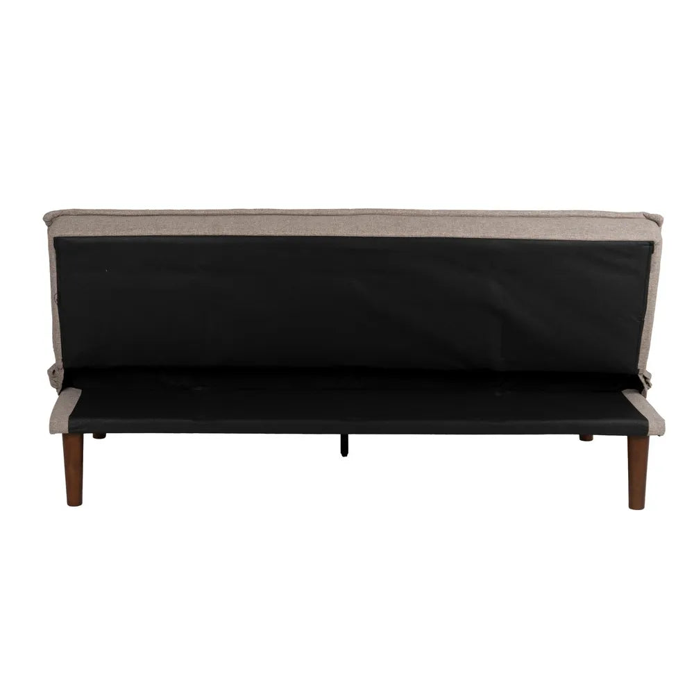 Martín Sofa Bed Beige Metal-Wood with tufted fabric and wooden legs, foldable design