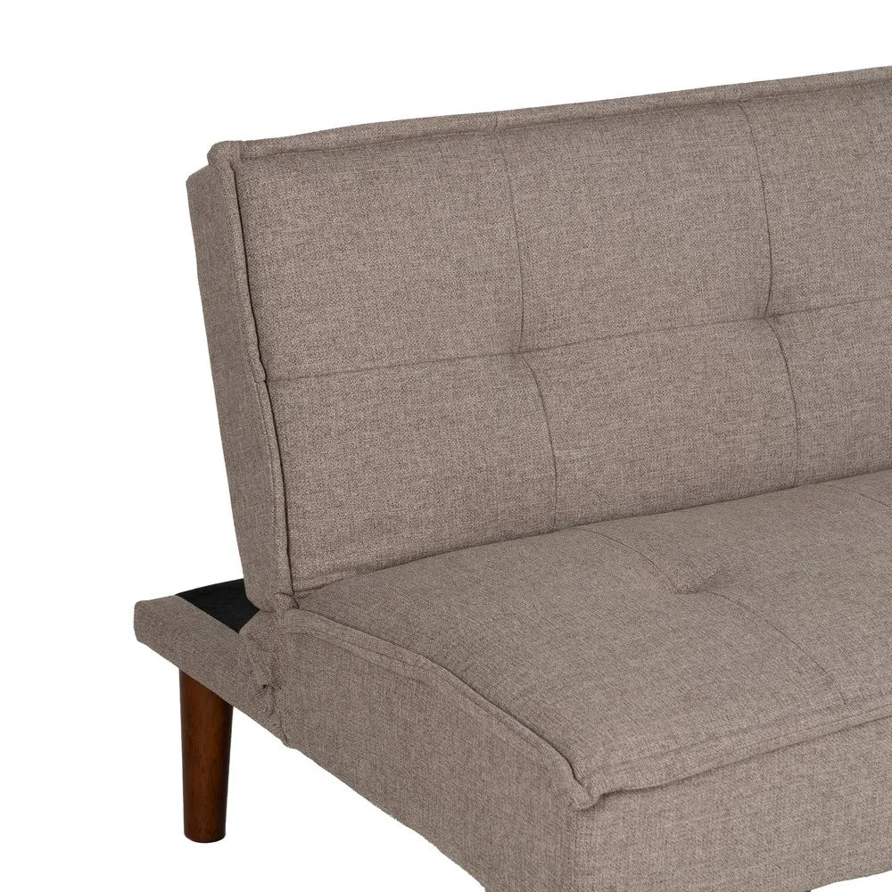 Martín Sofa Bed Beige Metal-Wood with tufted fabric and wooden legs, foldable design