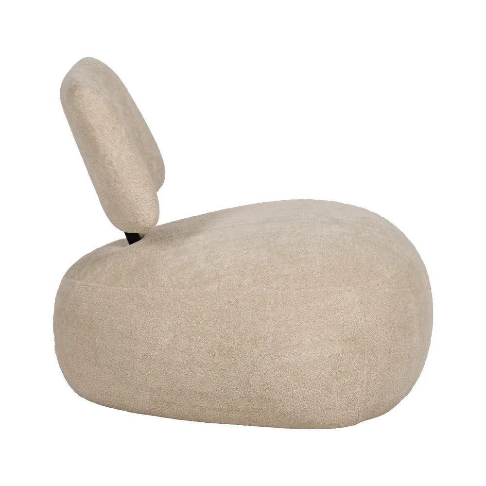 FRED fabric lounge chair with rounded seat and black metal back support from AK Interior Living
