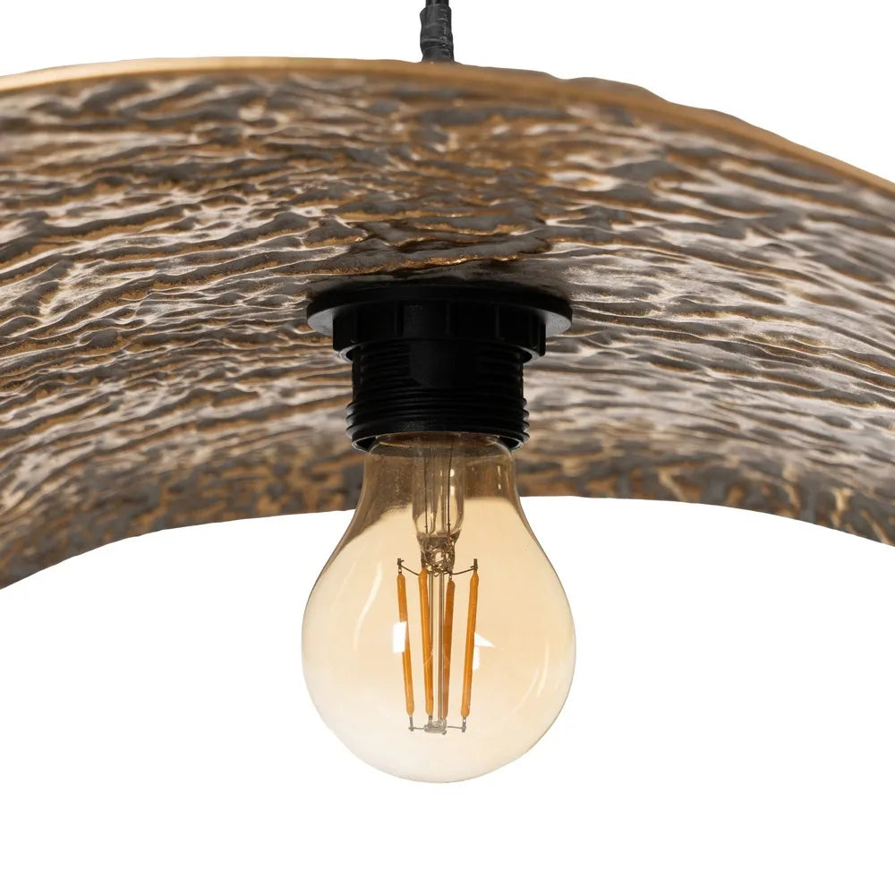 Gold metal sculpted ceiling lamp pendant light from AK Interior Living.