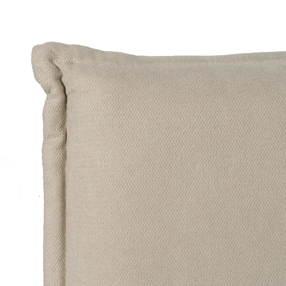Raúl beige fabric storage bed with lift-up slatted base and minimalist upholstered headboard
