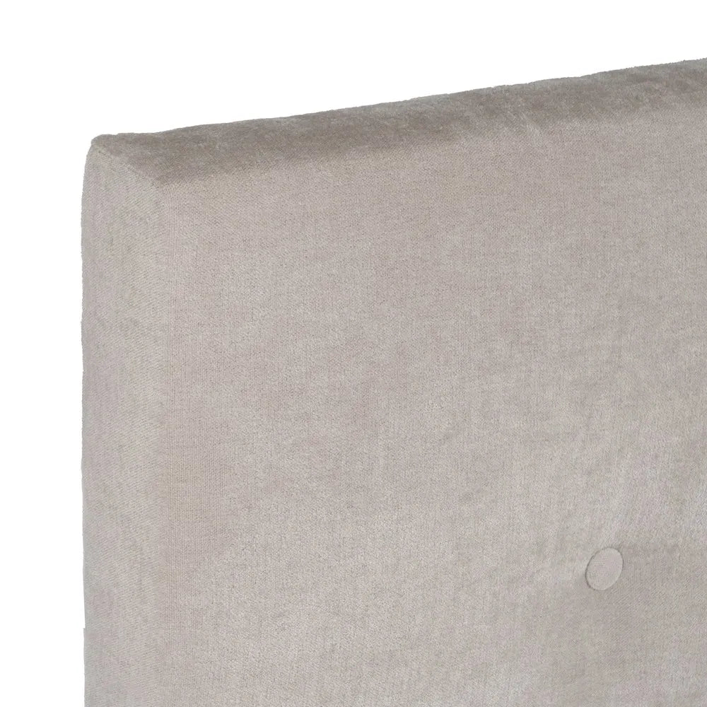 Fernanda upholstered headboard in cream fabric with tufted buttons, 165 cm wide and 125 cm high, ideal for queen-size beds