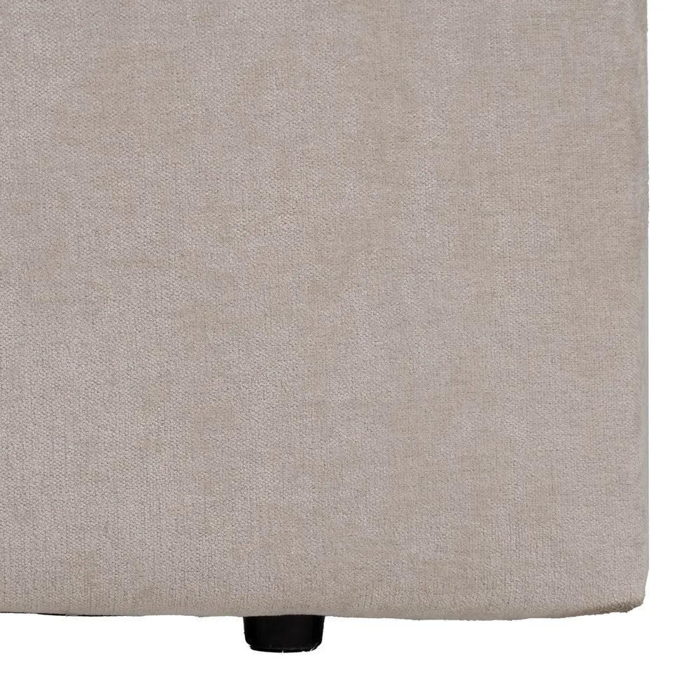 Fernanda upholstered headboard in cream fabric with tufted buttons, 165 cm wide and 125 cm high, ideal for queen-size beds