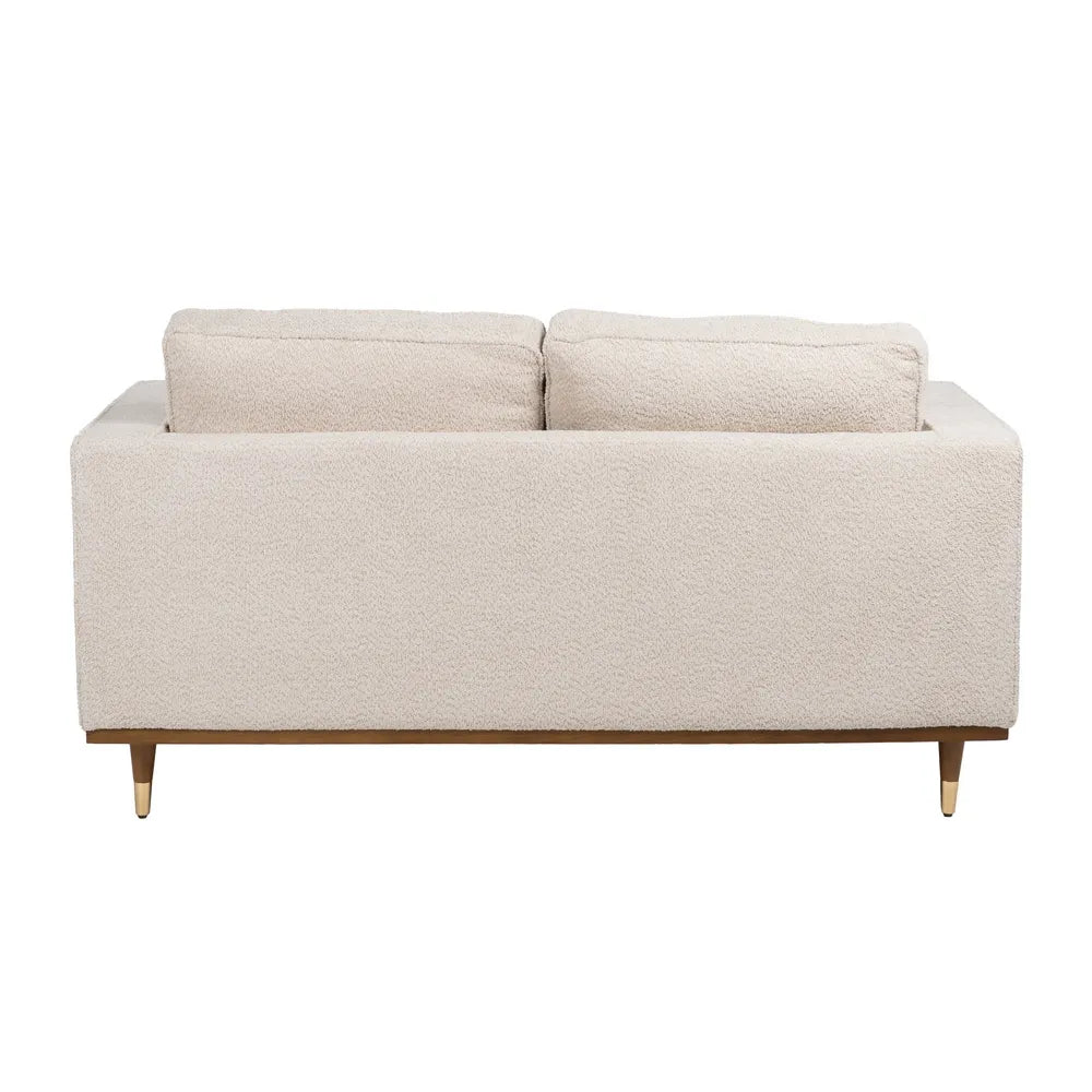 Manuel 2-Seater Sofa Beige Weave-Wood with textured fabric and wooden legs