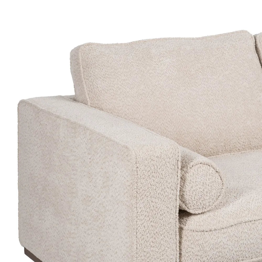 Manuel 2-Seater Sofa Beige Weave-Wood with textured fabric and wooden legs