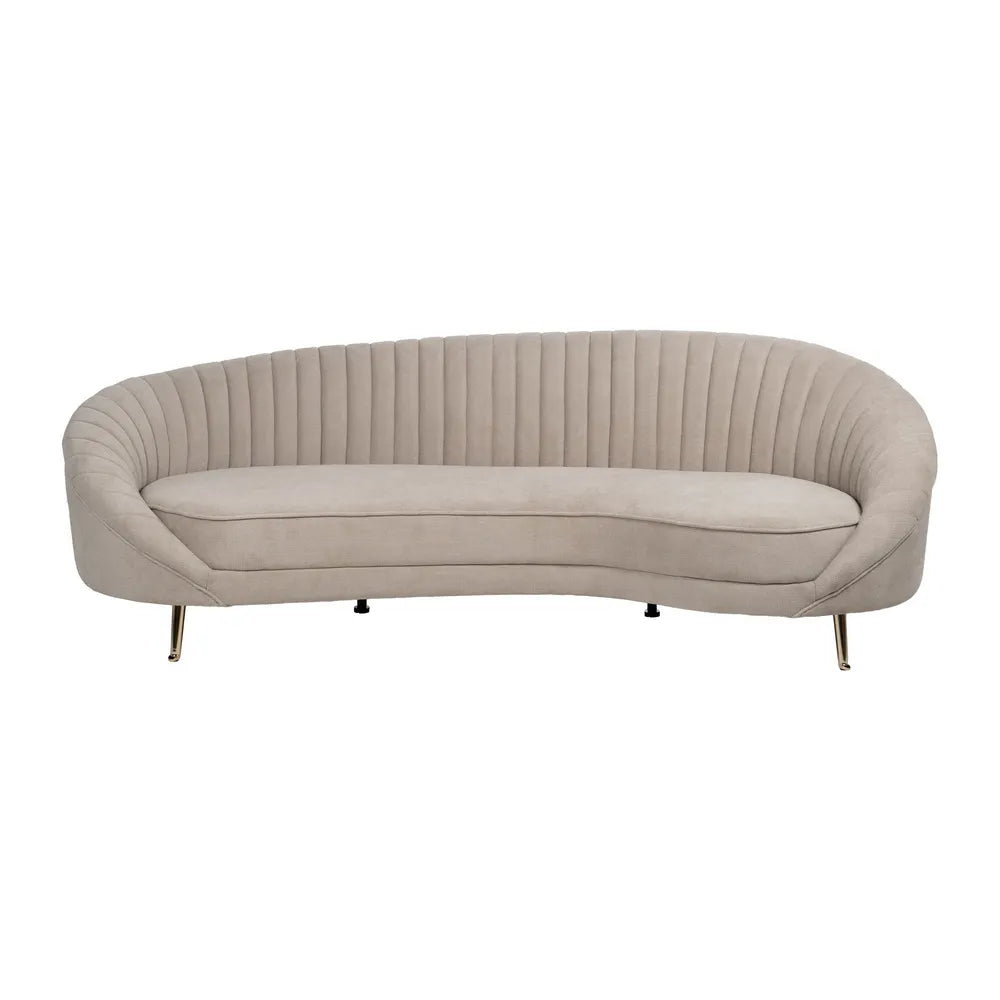 Marcos 3-Seater Sofa Taupe Old Fabric-Metal with curved backrest and gold legs