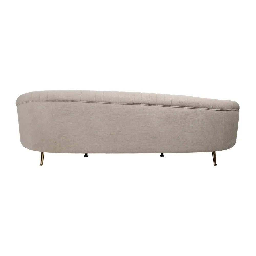 Marcos 3-Seater Sofa Taupe Old Fabric-Metal with curved backrest and gold legs