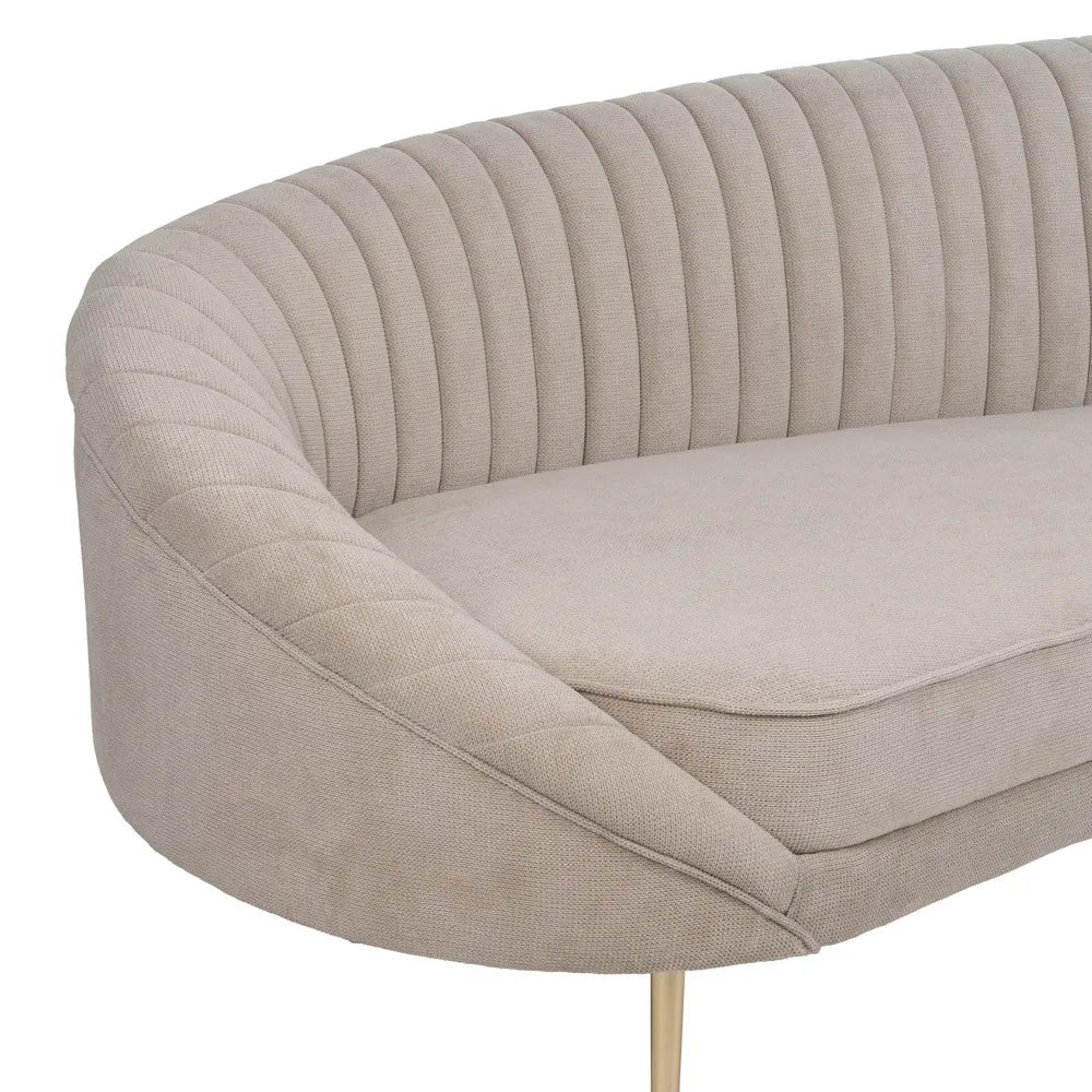 Marcos 3-Seater Sofa Taupe Old Fabric-Metal with curved backrest and gold legs