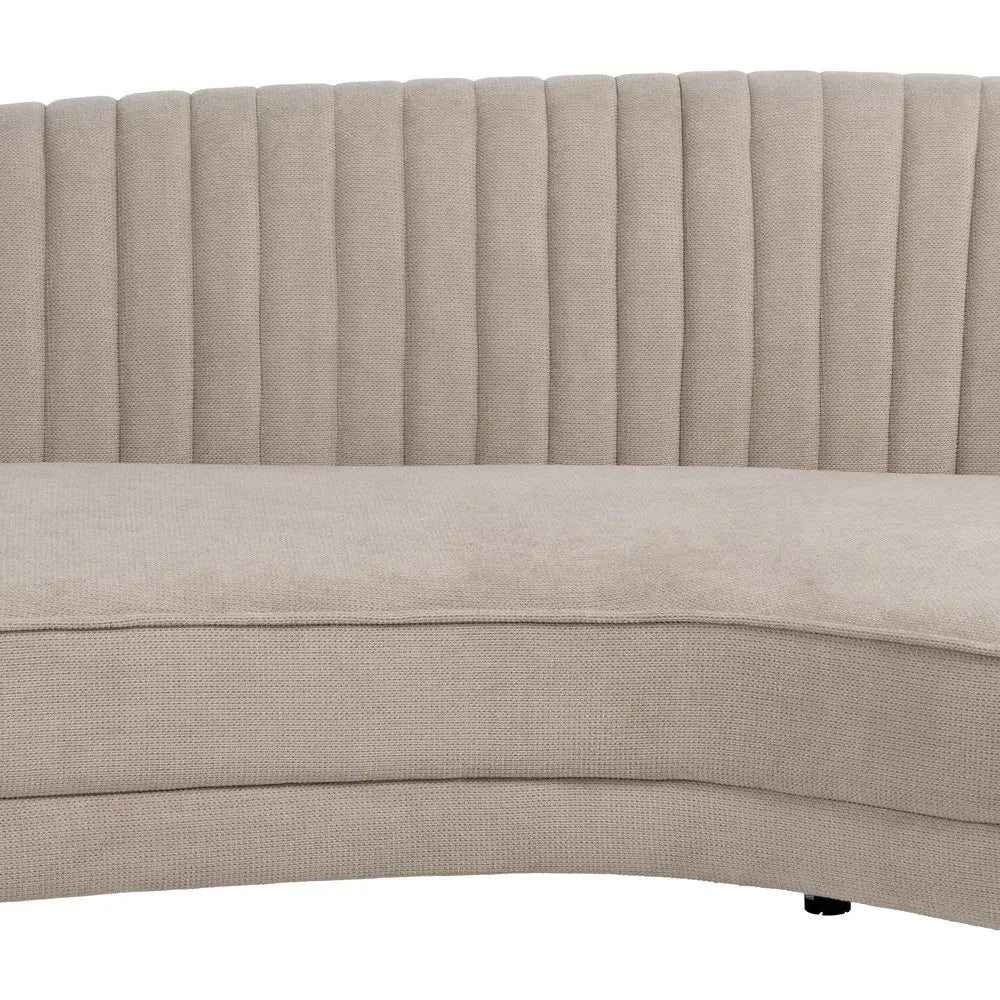 Marcos 3-Seater Sofa Taupe Old Fabric-Metal with curved backrest and gold legs