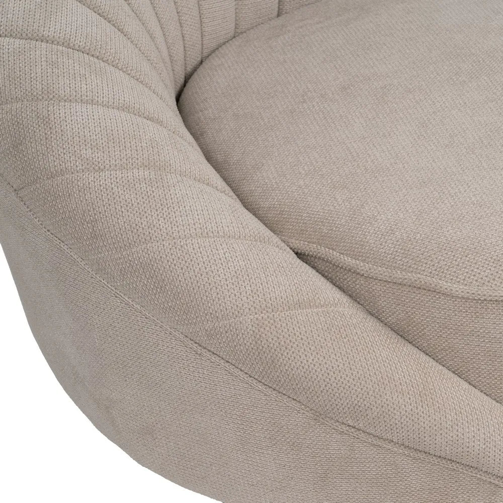Marcos 3-Seater Sofa Taupe Old Fabric-Metal with curved backrest and gold legs