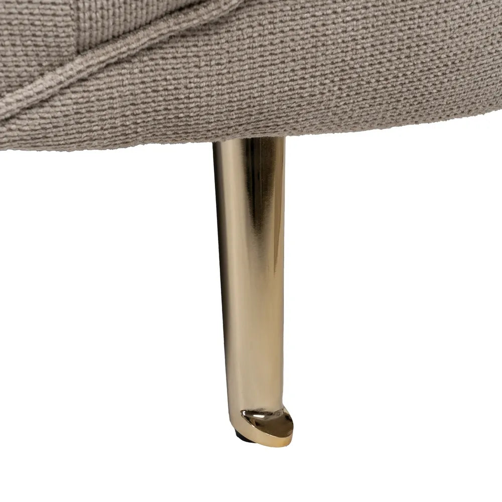 Marcos 3-Seater Sofa Taupe Old Fabric-Metal with curved backrest and gold legs