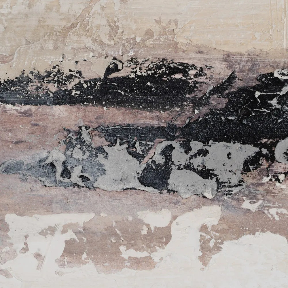 Nahla abstract canvas in neutral and warm earthy tones, elongated modern wall art by AK Interior Living.