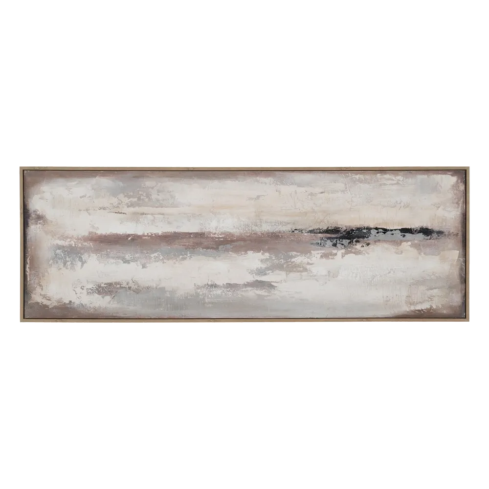 Nahla abstract canvas in neutral and warm earthy tones, elongated modern wall art by AK Interior Living.