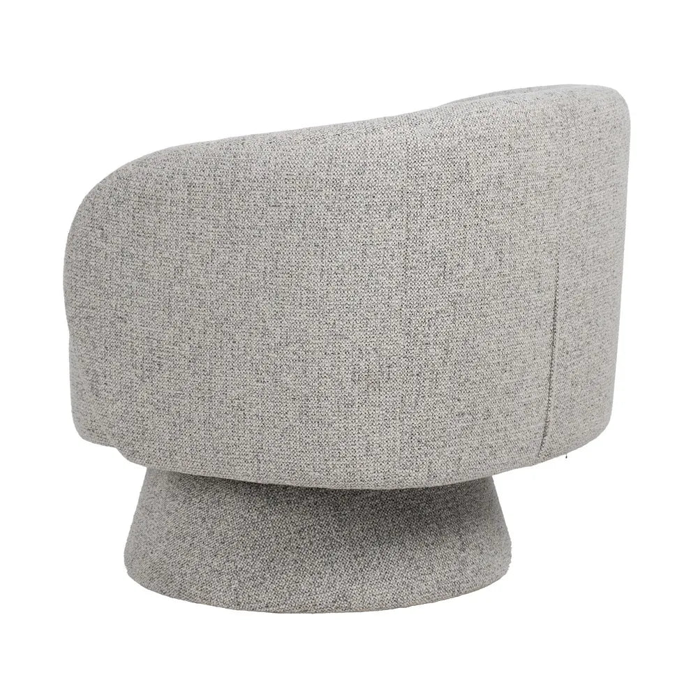 KAT fabric revolving armchair with curved backrest and rounded base from AK Interior Living