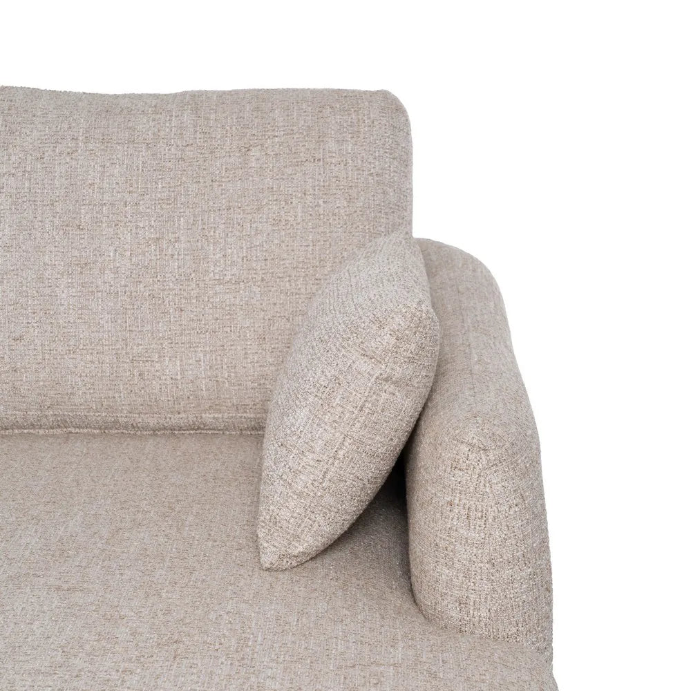 Federico Chaise Longue Sofa Beige Weave-Wood with right-hand chaise, wood legs, and soft beige fabric, 240 x 155 cm