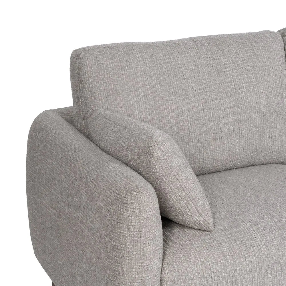 Fabio Chaise Longue Sofa Grey Weave-Wood with right-hand chaise, soft fabric, and wooden legs, 240 x 155 cm