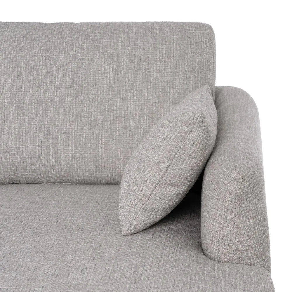 Fabio Chaise Longue Sofa Grey Weave-Wood with right-hand chaise, soft fabric, and wooden legs, 240 x 155 cm