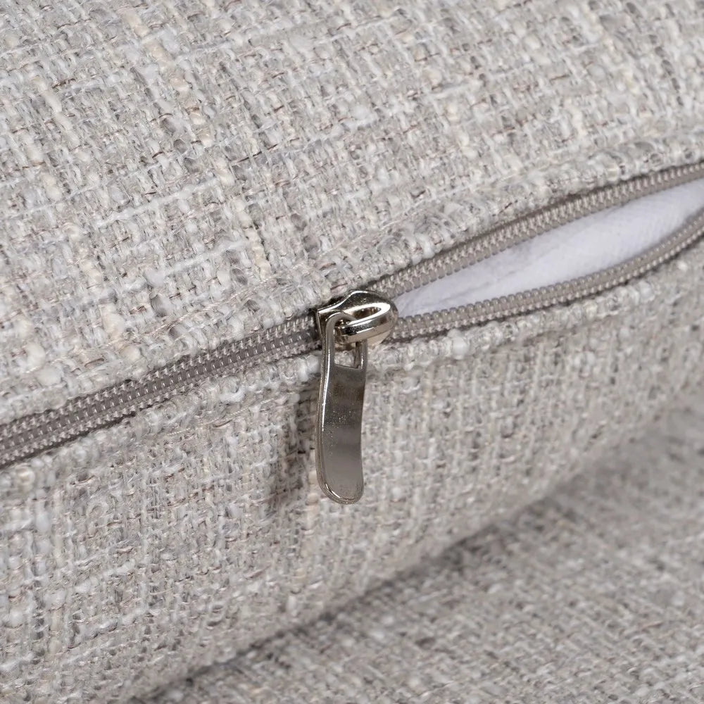 Fabio Chaise Longue Sofa Grey Weave-Wood with right-hand chaise, soft fabric, and wooden legs, 240 x 155 cm