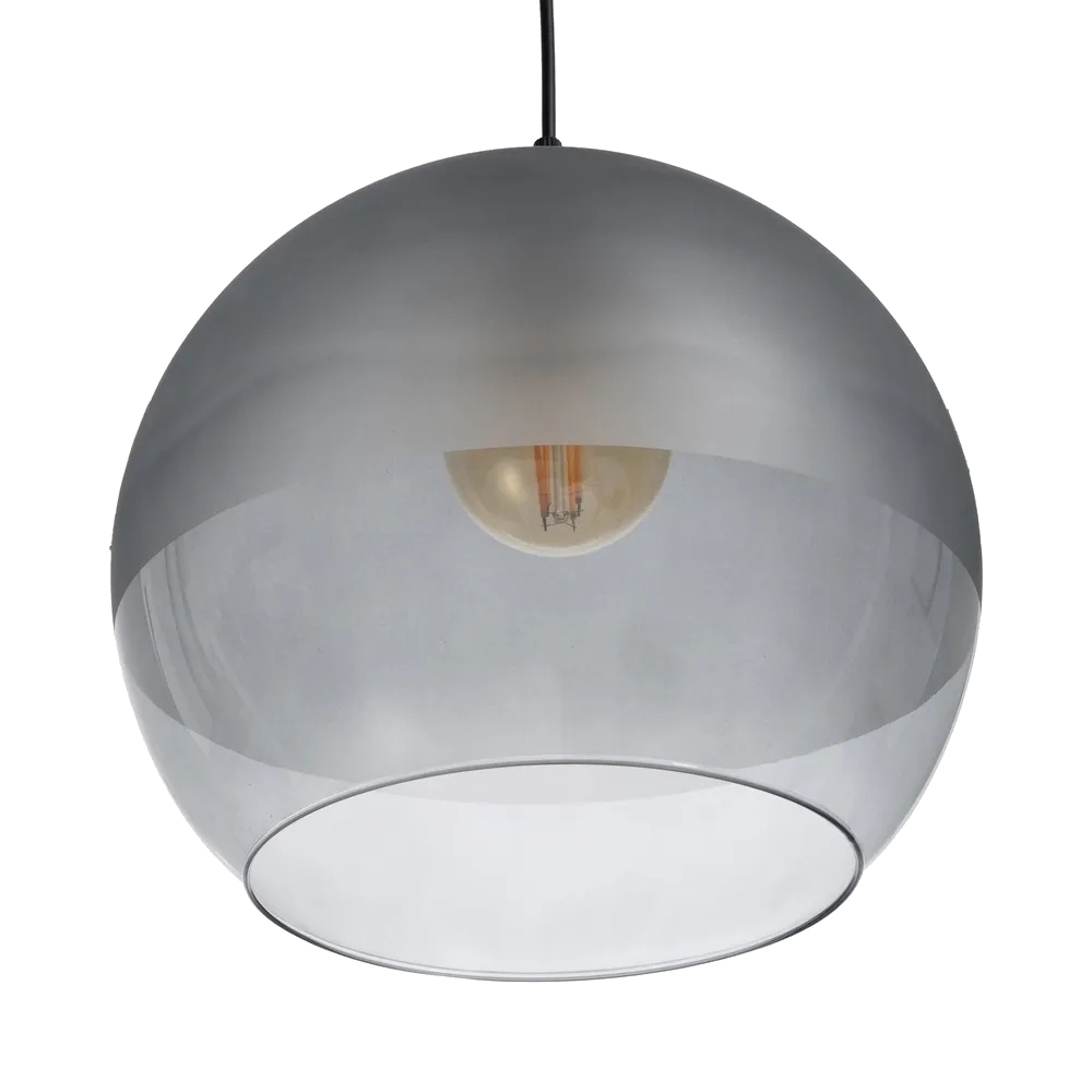 Orion grey glass pendant lamp with spherical shade by AK Interior Living.