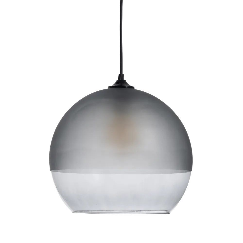 Orion grey glass pendant lamp with spherical shade by AK Interior Living.