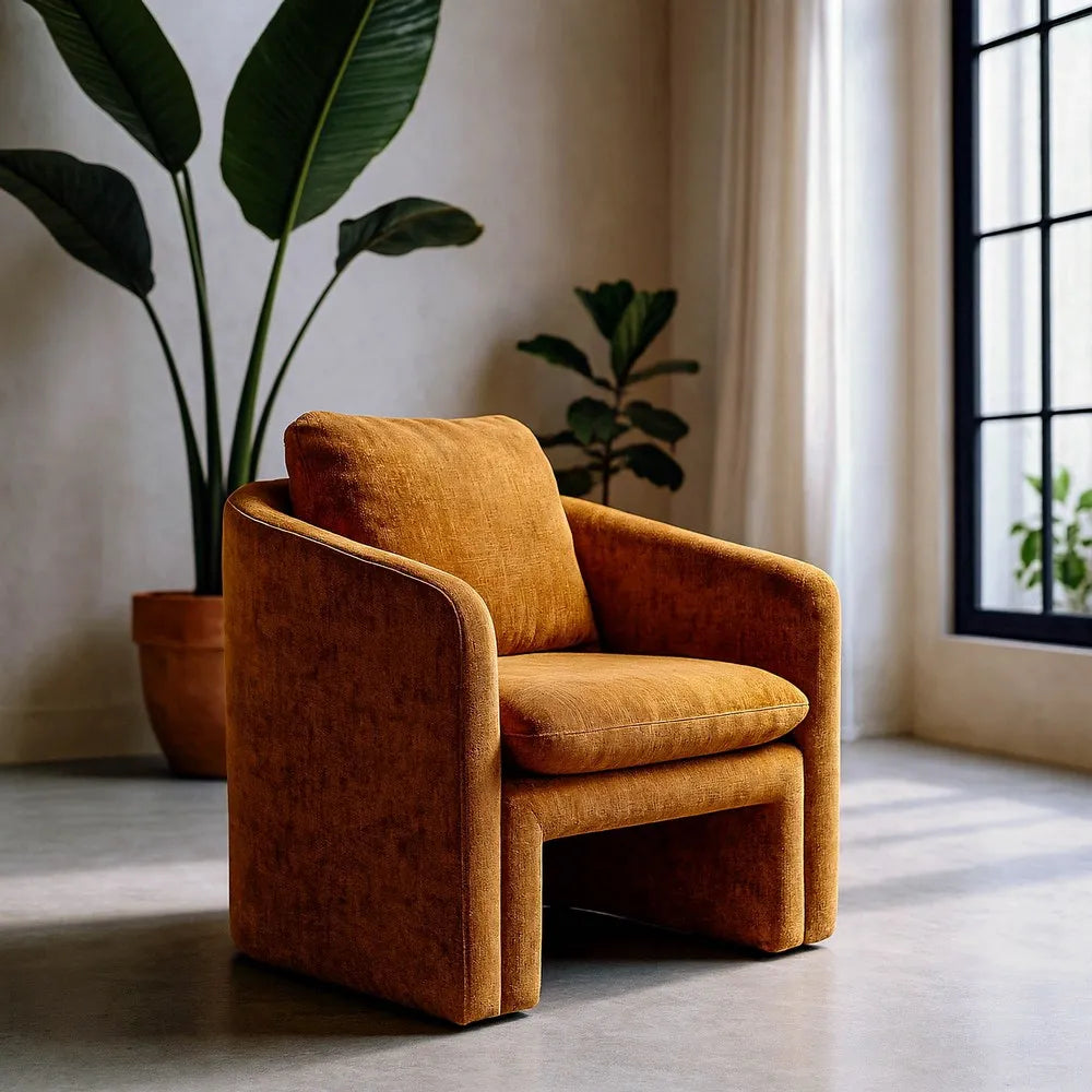 JOHN fabric armchair with plush seat and back cushions from AK Interior Living