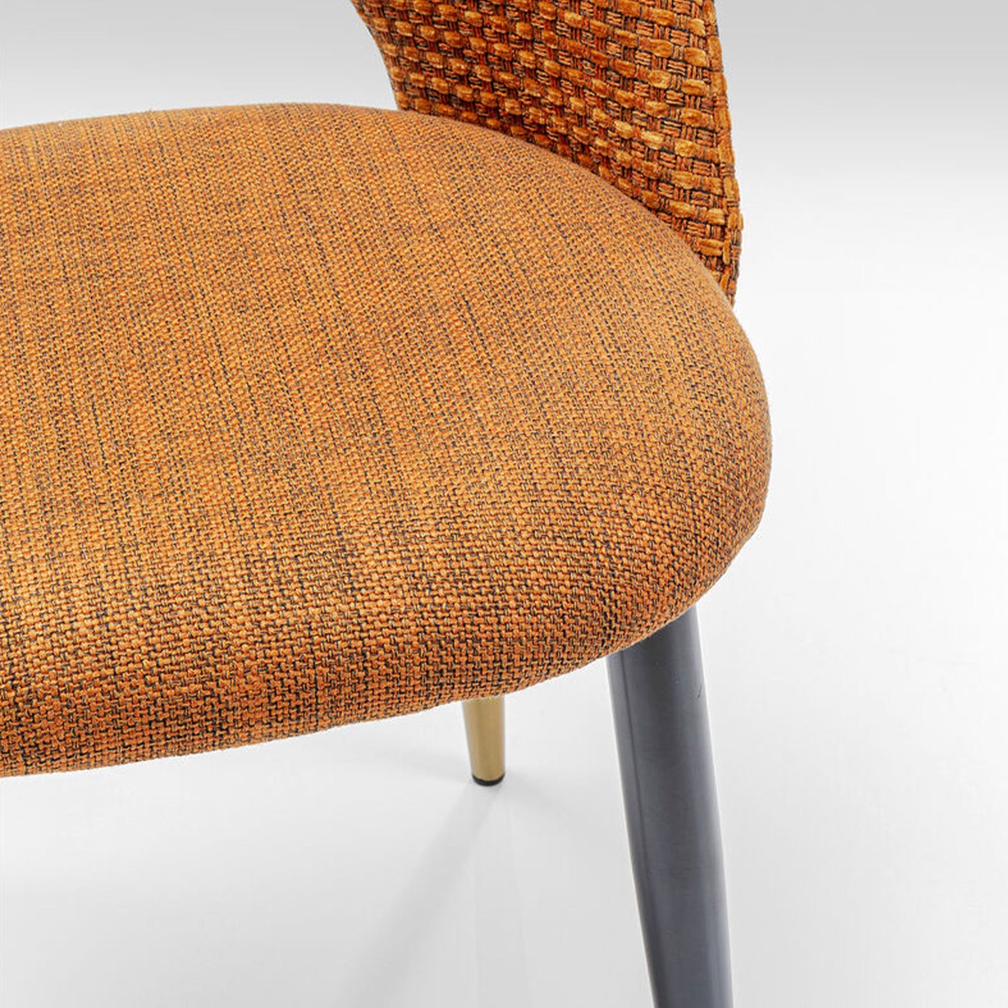 HARRY Orange Chair with textured fabric and gold-accented black legs