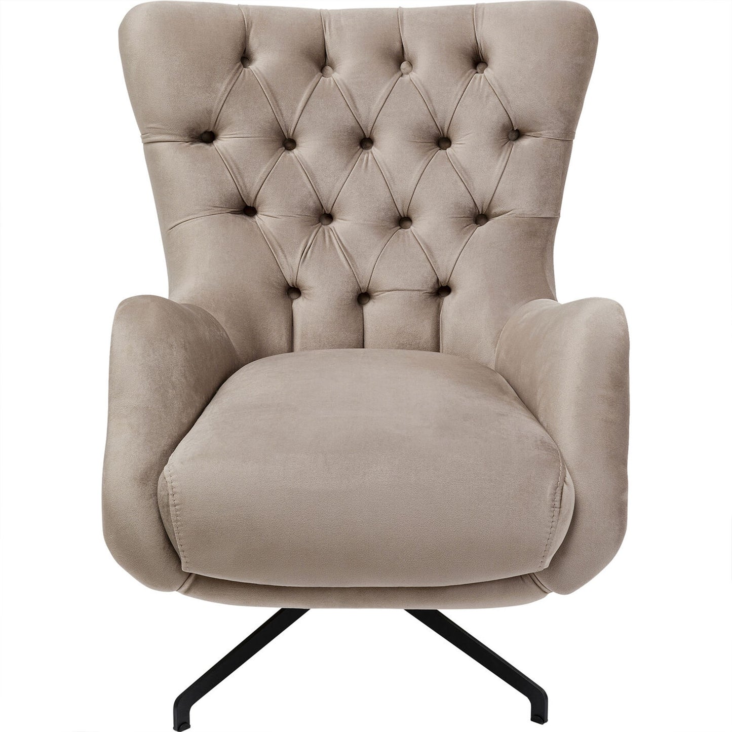 KEANU Velvet Taupe Armchair with tufted backrest and curved armrests