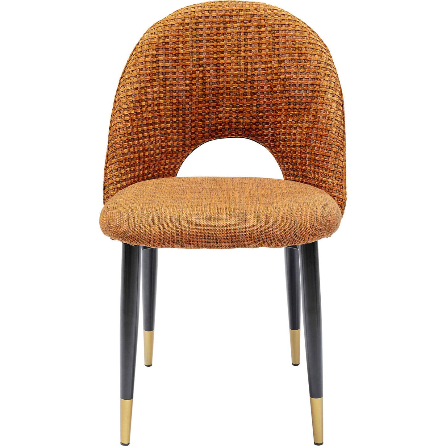 HARRY Orange Chair with textured fabric and gold-accented black legs