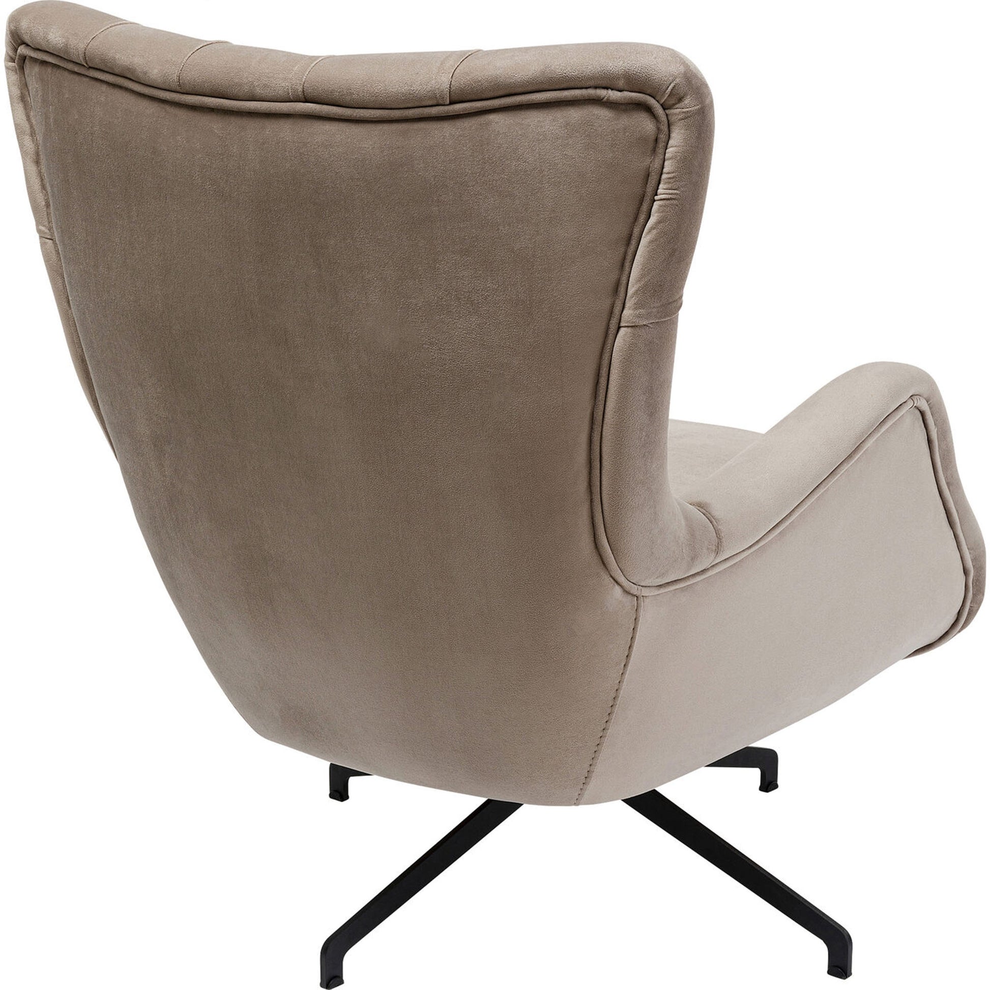 KEANU Velvet Taupe Armchair with tufted backrest and curved armrests
