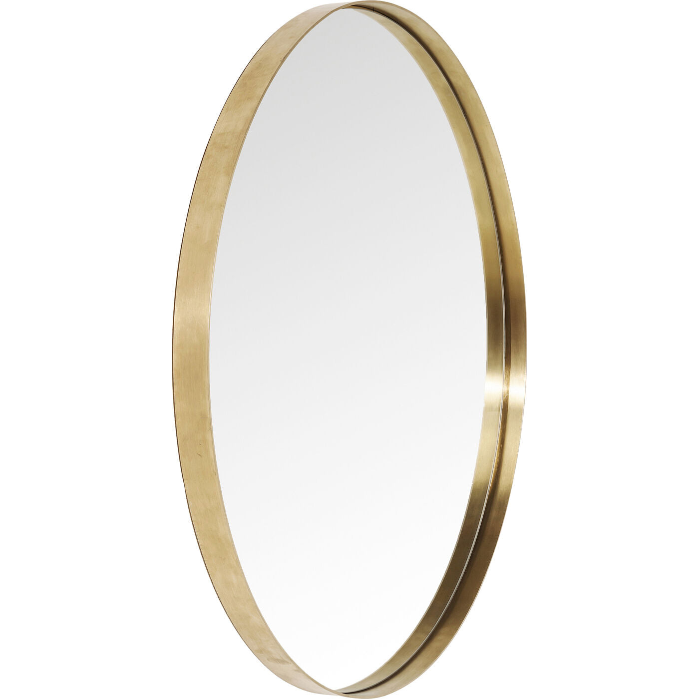 JAKE Round Brass Mirror with slim brass frame, 100cm diameter.