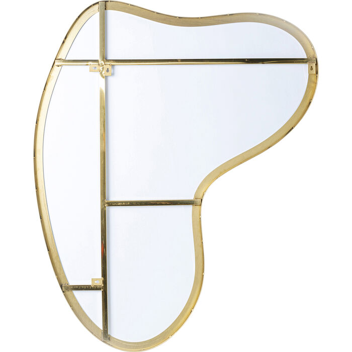 Round SELENA mirror with bark-textured antique gold frame.