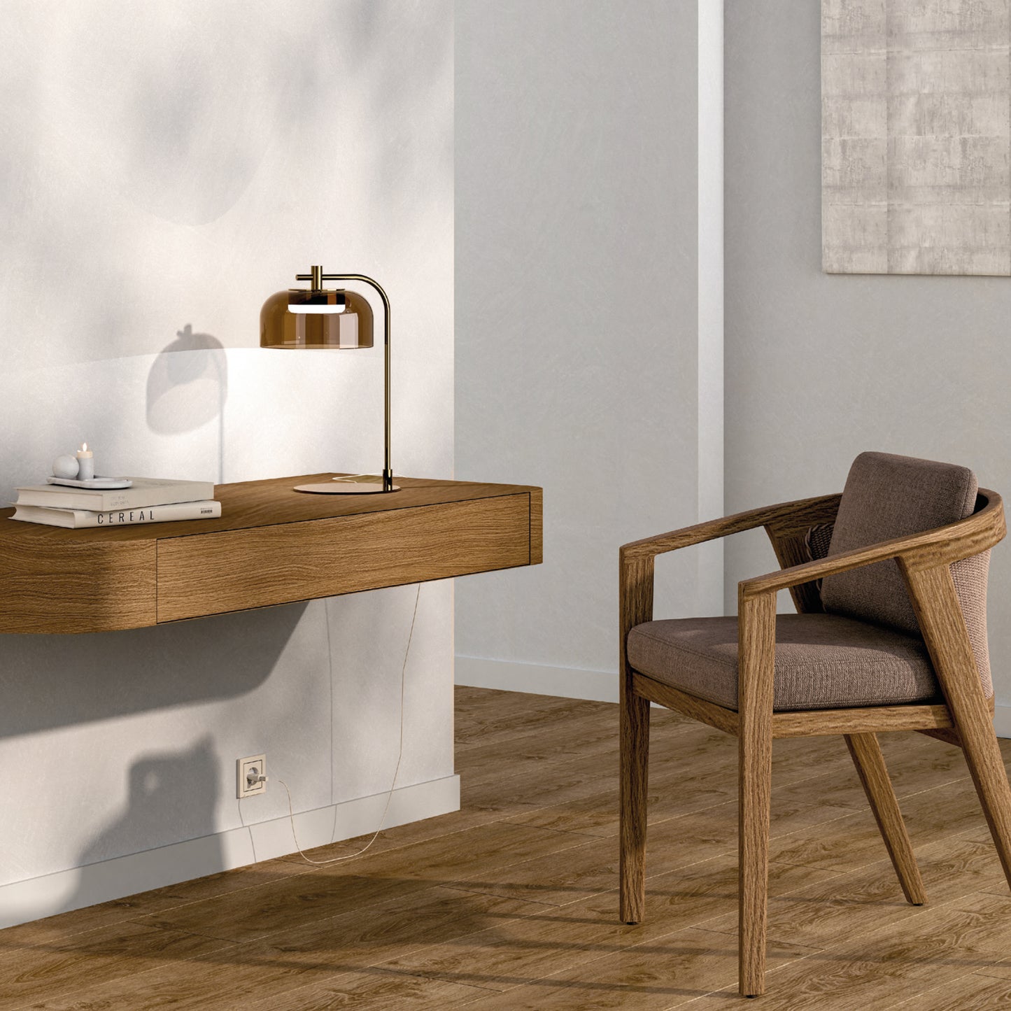 ORLANDO Table Lamp in matt black steel with clear glass shade or aged gold finish