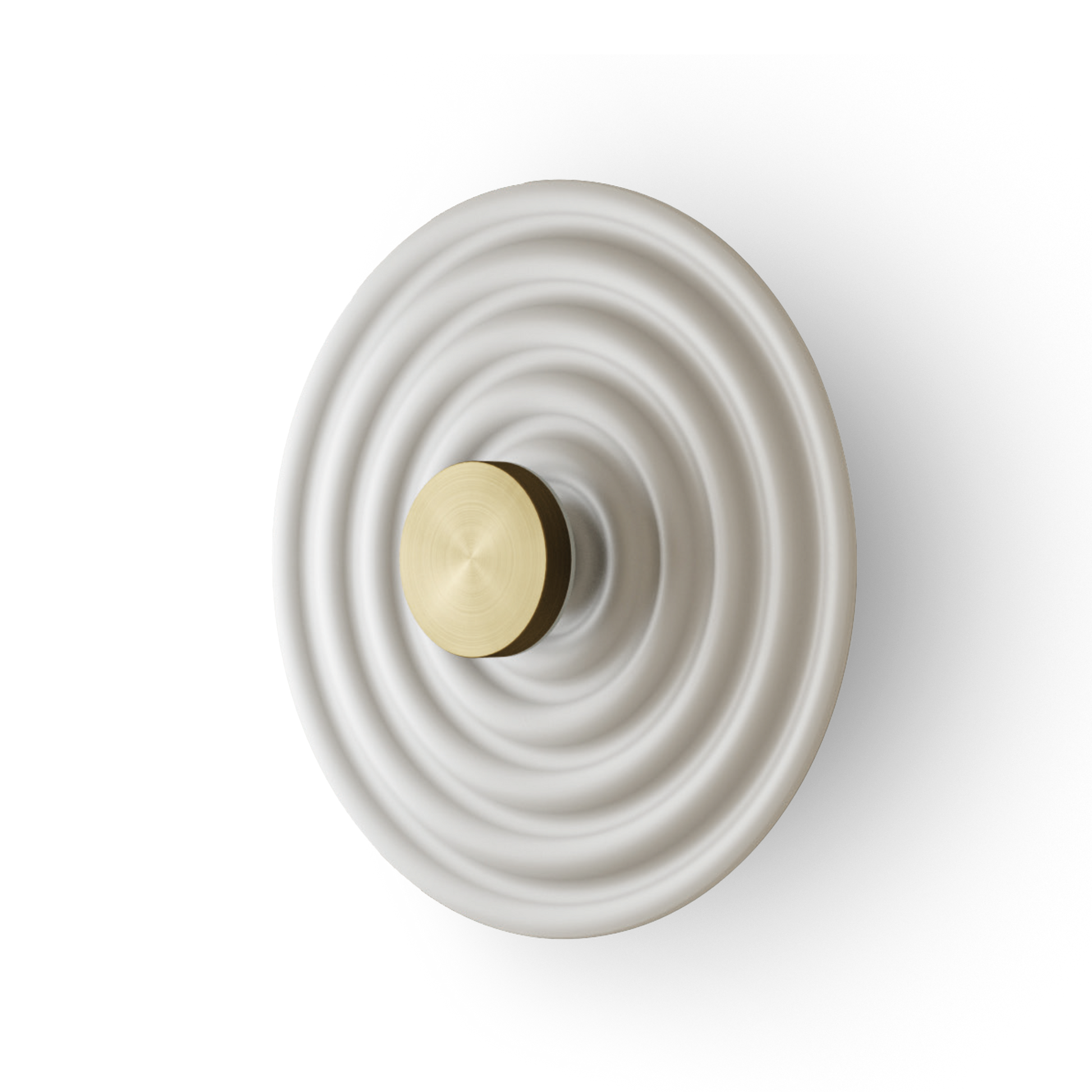 IDRIS Wall Light in white resin with matt brass center, offering sophisticated, modern lighting