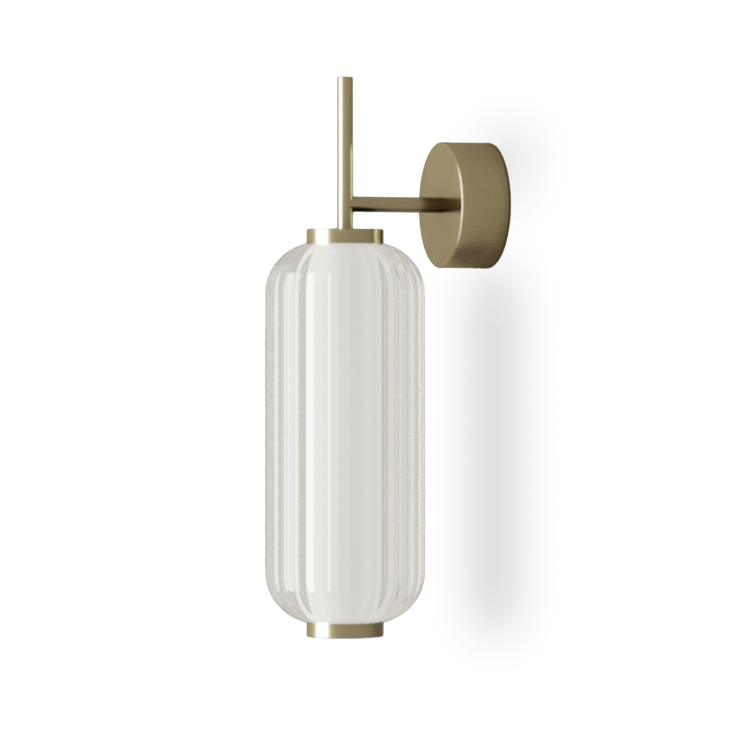 AMY Wall Lamp in matte black with striped glass or antique gold with opal acrylic shade