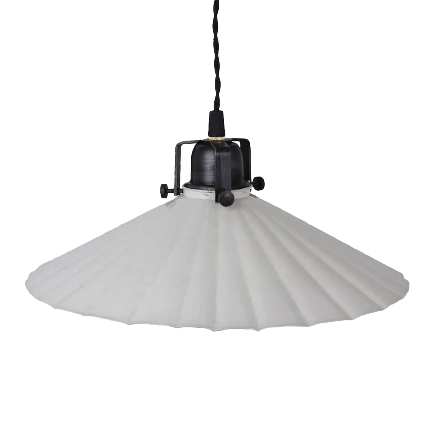Valentina Pendant Lamp in Antique White – fluted iron shade with vintage elegance and soft lighting effect