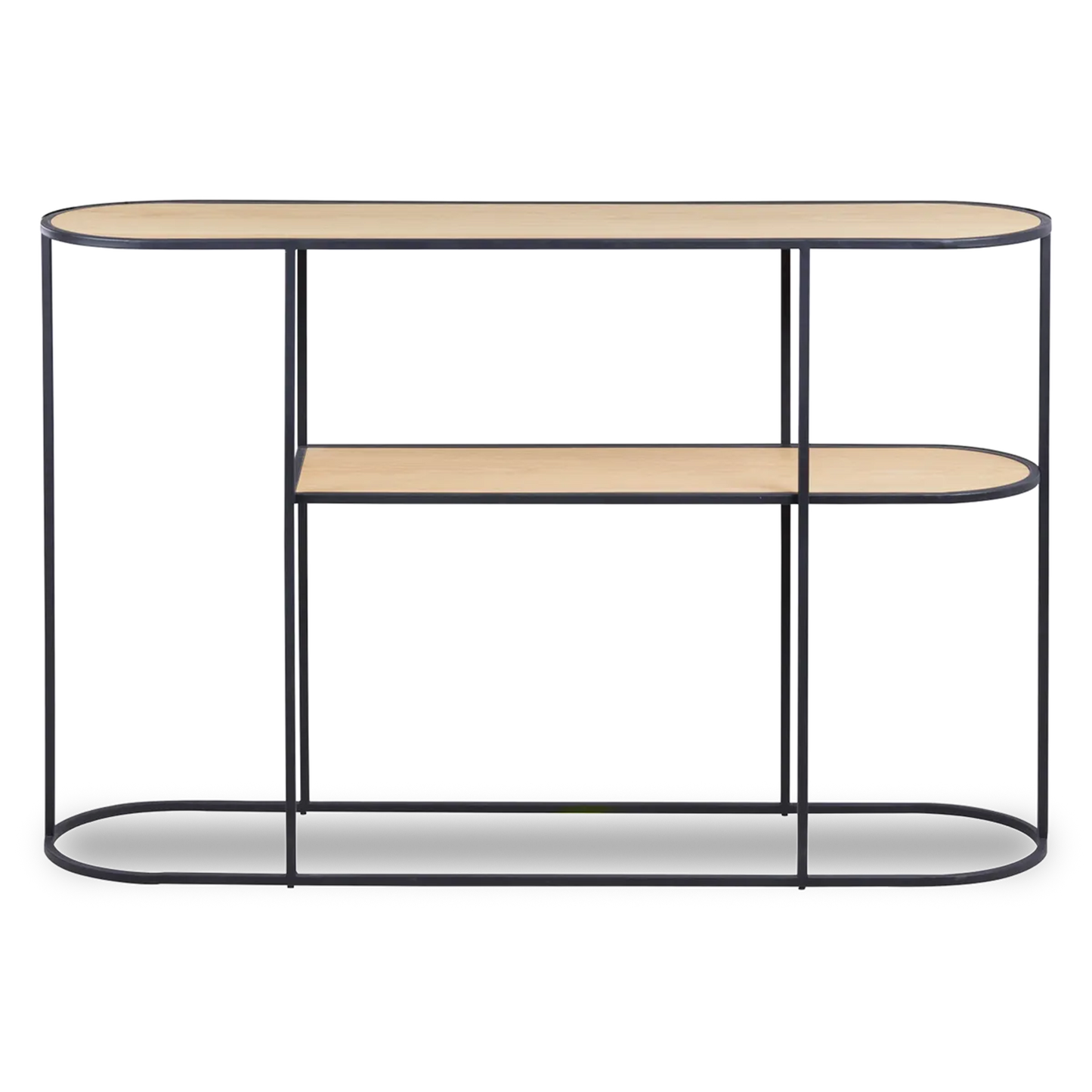 FIA console table with natural oak top and black metal frame, minimalist hallway furniture