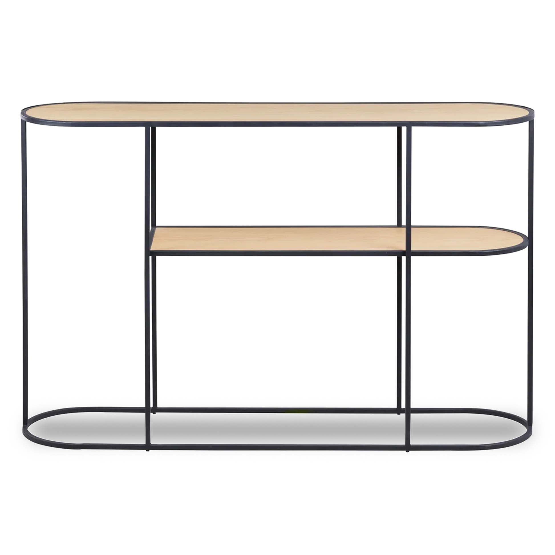 FIA console table with natural oak top and black metal frame, minimalist hallway furniture
