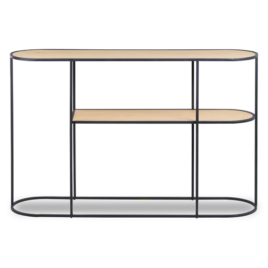 FIA console table with natural oak top and black metal frame, minimalist hallway furniture