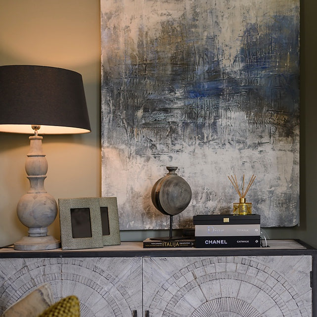 DANIEL Large abstract oil painting with textured brushwork.